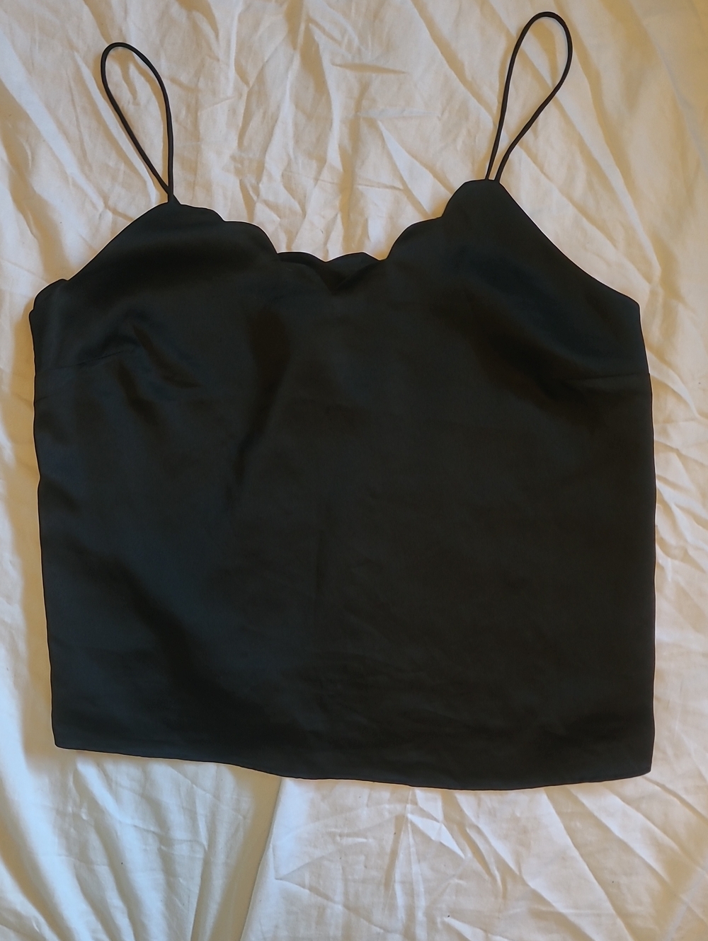 Black Scallop Cami Tank Top